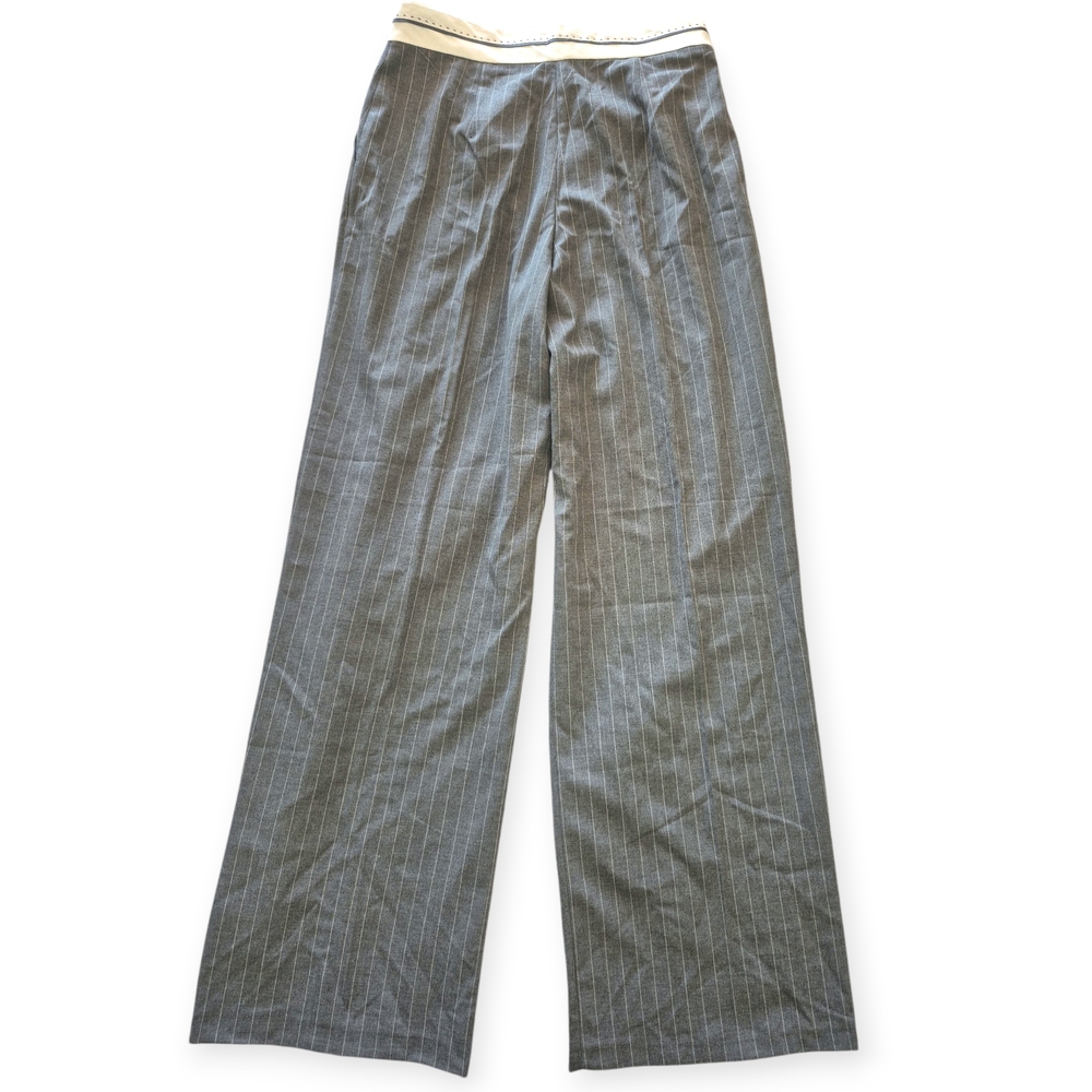 Galita Chic Gray Pinstripe Trouser With Velcro Closure Sz L - Picture 3 of 6